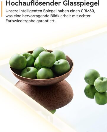 Дзеркало для ванної кімнати HOROW круглої форми з підсвічуванням, 80 см, LED, регулювання кольору світла (холодне, тепле, нейтральне), диммування, антизапар, без рами, IP44, енергозберігаюче (60x60 см)