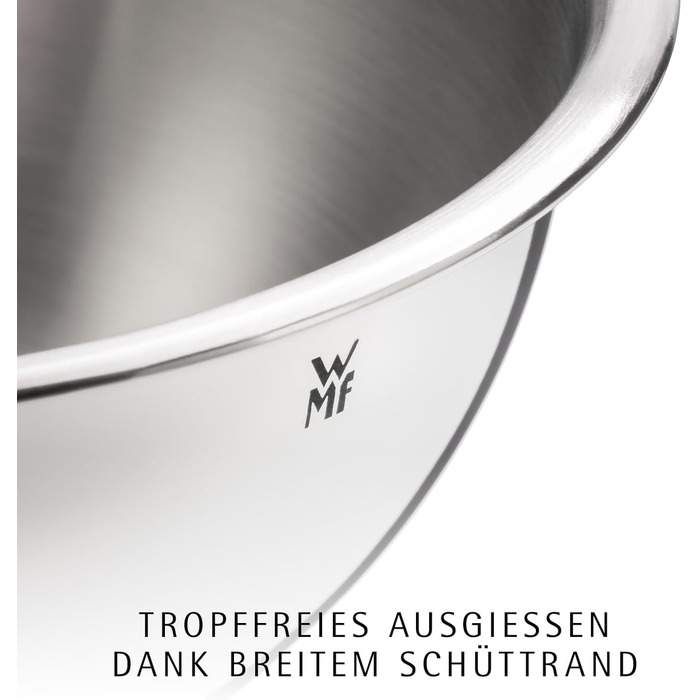 Набір кухонних мисок WMF Gourmet 4 шт. з нержавіючої сталі, 0,75л - 2,75л, миски для приготування, салатники, сервіровочні миски, Cromargan, з можливістю складання