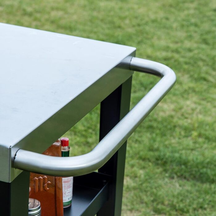 Столик Royal Gourmet PC3404S на коліщатках з контейнером для сміття, для вулиці, саду, тераси, грилю, кухні, візок для приготування їжі, 76,2 x 48,3 см, стільниця з нержавіючої сталі, сріблястий