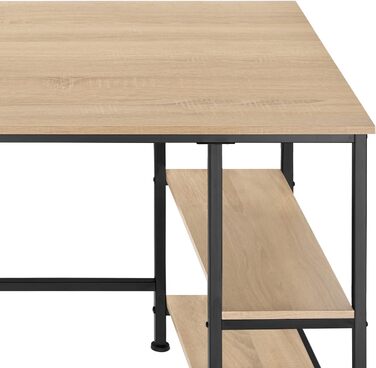 Письмовий стіл Tectake з 2 полицями, 120 х 60 х 75,5 см, комп'ютерний стіл з дерева та металу, промисловий дизайн, офісний стіл для вітальні офісу, чорний металевий каркас (світле індустріальне дерево, дуб сонома)