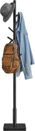 Стійка для одягу VASAGLE, дерев'яна, з 8 гачками, для передпокою, чорна, RCR010B01