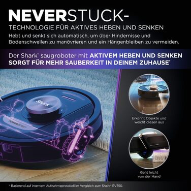 Робот-пилосос Shark PowerDetect 2-в-1 з функцією миття, самостійне очищення на 60 днів, LiDAR-навігація, NeverStuck, керування через додаток, RV2800ZEEU, чорний