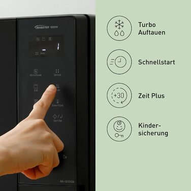 Мікрохвильова піч Panasonic NN-GD35HBGTG з грилем та функцією пару (23 л, 1000 Вт, чорна) - Комбінована мікрохвильова піч з піца-панеллю