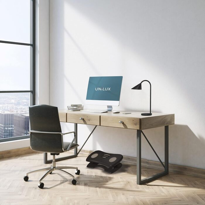 Підставка для ніг Unilux Nymphea, регульована, антиковзка, динамічна, для офісу та дому, чорна, 43 x 33,7 x 12,2 см