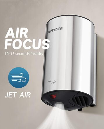 Автоматичний сушар для рук AnyDry 2805: компактний, високошвидкісний, з нержавіючої сталі, 1350W