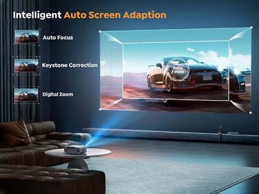 YABER Проектор для дому, 1080P Full HD, підтримка 4K, автофокус та корекція Keystone (низька яскравість)