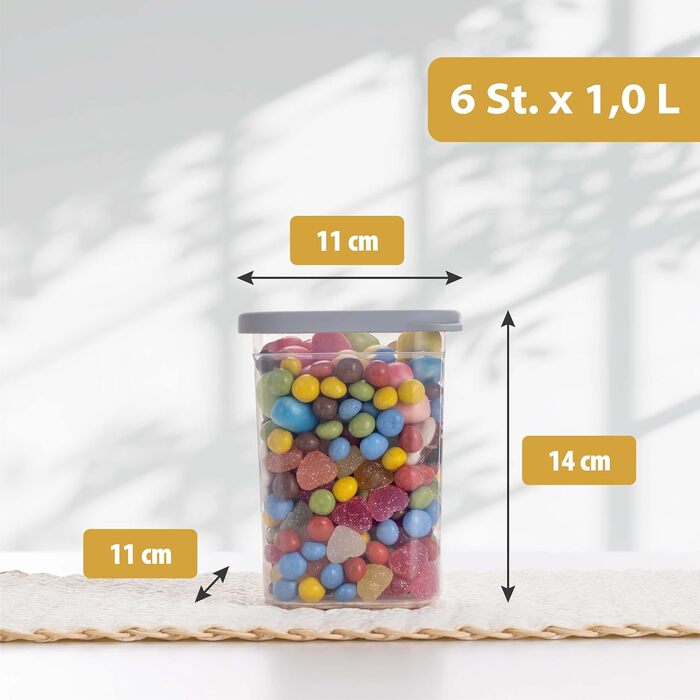 Набір контейнерів для зберігання продуктів [12 шт] Anthrazit, сірий - Складні, економія місця, 6x1000 мл