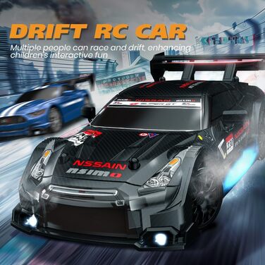 RC Машинка на радіокеруванні Drift Car 1:24, 4WD, 20 км/год, 2.4 GHz, LED, 2 акумулятори, чорна - для дітей
