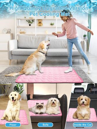 Охолоджуючий килимок для собак і кішок Pejoye Pet, нетоксичний, Ice Silk, XL 102x70см, рожевий