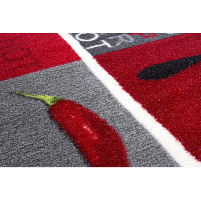 Андіамський кухонний бігун Стиль гострий перець, легкий у догляді і міцний, з малюнком Чилі, Розмір (67 x 250 см, червоний)