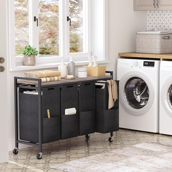 Кошик для білизни HOOBRO з 3 відділеннями, 119 л, з ручками та колесами, білий