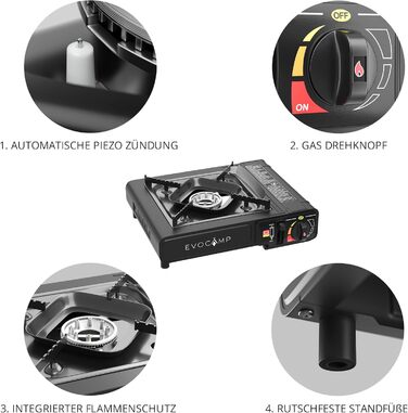Газовий намет 1-flammig з Piezozündung, туристичний газовий балончик MSF-1a 227 g, туристичний намет з кейсом - ідеально для відпочинку на природі (1-flammiger газовий балончик + 4 газових картриджів)