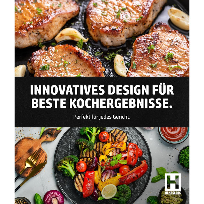 Сковорода HENSSELERS® 28 см - універсальна для всіх типів плит, антипригарне покриття у вигляді сот, індукційна, стійка до подряпин та порізів