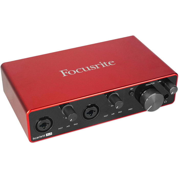 Аудіоінтерфейс Focusrite Scarlett 4i4 3-го покоління з USB для гітаристів, вокалістів та продюсерів. Професійний звук та програмне забезпечення для запису