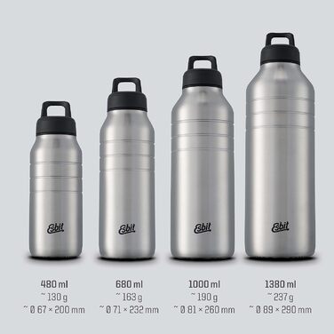 Пляшка для води Esbit Majoris - Пляшка для води з нержавіючої сталі з практичною кришкою-петлею - 1380 мл з нержавіючої сталі срібла 1,38 л