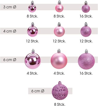Набір з 14 різдвяних ялинкових куль WOMA-50 і пластикові різдвяні кулі-сріблястий, червоний, бронзовий / мідний і багато інших. - Прикраси для різдвяної ялинки та ялинкові прикраси (100, рожеві)