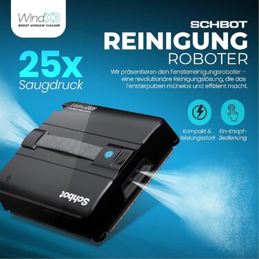Робот для миття вікон Wind X3 2026 - Інтелектуальний робот-прибиральник для вікон з функцією розпилення, для внутрішнього та зовнішнього використання, підходить для скляних поверхонь з або без рами