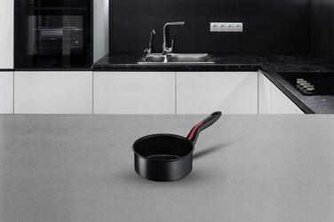 Каструля Lagostina Linie Rossa з нержавіючої сталі, чорна, Ø 16 см, для індукційних плит, газу та духовки до 175 °C, з бортиком, антиковзні ручки