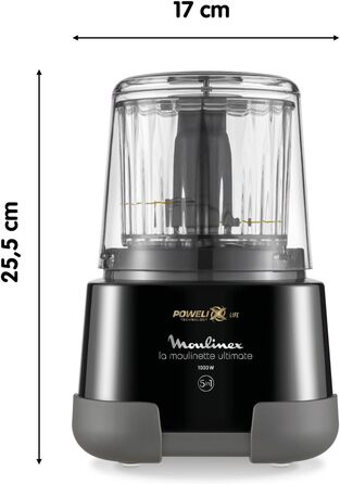 Подрібнювач Moulinex La Moulinette Ultimate, електричний, 1000 Вт, 350г/550мл, 5 функцій, чорний (DP810810)