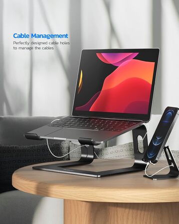 Підставка для ноутбука NULAXY, регульована, алюміній, сумісна з Dell, HP, Samsung, Lenovo (10'-16') - чорний
