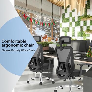 Ергономічне крісло для офісу з підголівником та підтримкою попереку, регульовані підлокітники та висота, поворотне крісло з регулюванням нахилу 90°-130° (фіксація), вантажопідйомність до 150 кг