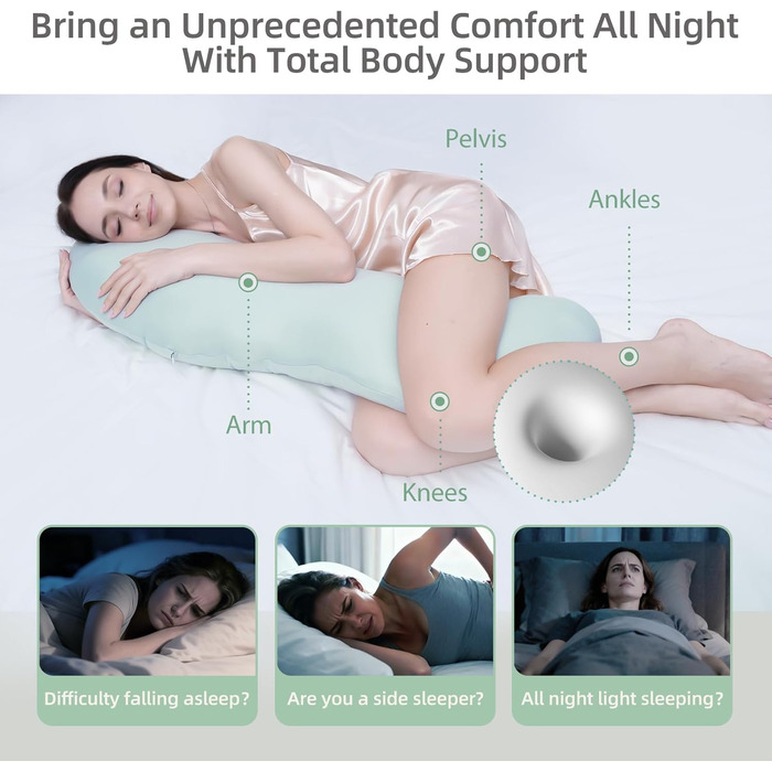 Ергономічна подушка для вагітних та сну на боці, комфортна подушка-боді для підтримки тіла