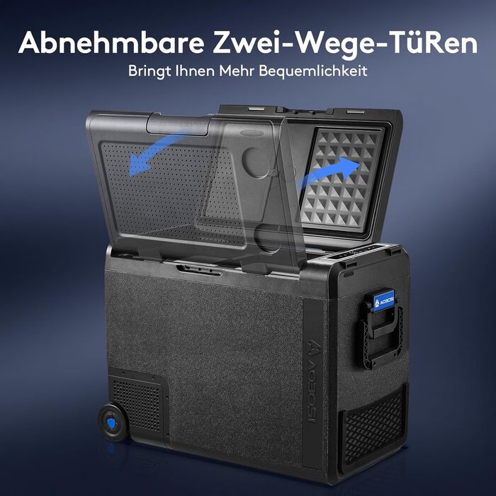 Автомобільний компресорний холодильник AAOBOSI 58L (-20°C/+20°C) з USB, 12/24V/230V для авто, вантажівок, човнів, кемпінгу та риболовлі, чорний