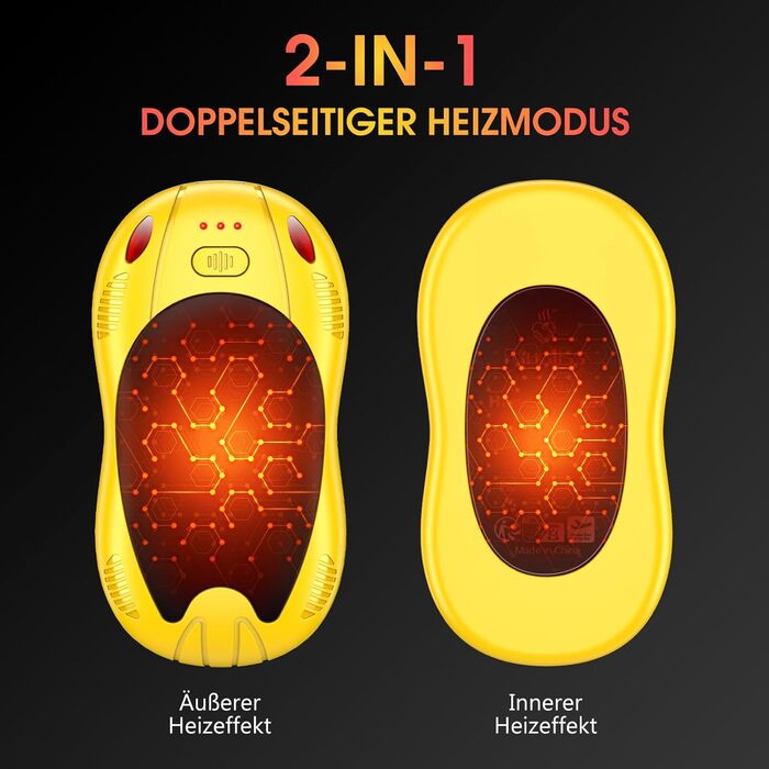 Електричні грілки для рук FANDLISS з акумулятором 10000mAh, 2 шт., з двостороннім нагрівом, USB, 3 режими, для кемпінгу та активного відпочинку