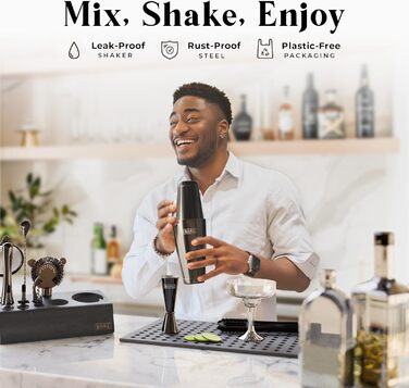 Набір для коктейлів BARE BARREL Pro: 14 предметів, Boston Shaker 0.8L (Чорний)