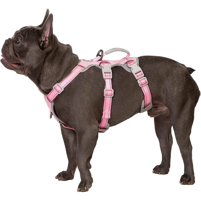 Захисна шлейка для собак, шлейка для рятувальників, повністю світловідбиваюча шлейка з м'якою ручкою, Міцний регульований жилет для вигулу собак середнього розміру (м) (дуже великий (упаковка з ), рожевий)