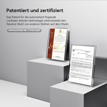 Офісне крісло Newtral Ergonomic, комп'ютерне крісло з регульованою підголівником та підлокітниками (чорний, NT002) + знімна стільниця