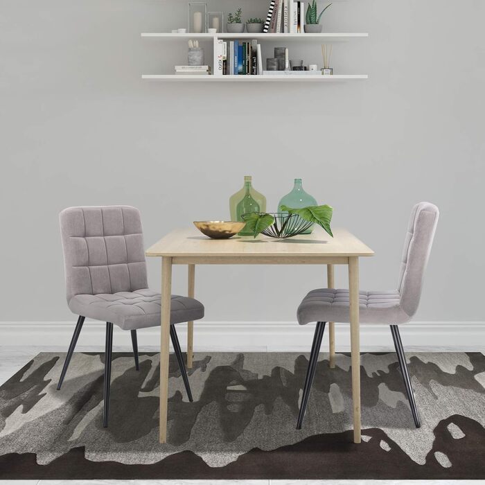 Набір обідніх стільців Lestarain 6 шт. з м'яким сидінням, оксамитові, для кухні/вітальні, металеві ніжки, сірий