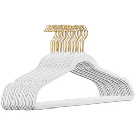 Високоякісні оксамитові Вішалки для одягу в кольорі з золотими гачками / протиковзкими/від StickandShine (білий), 25 шт.