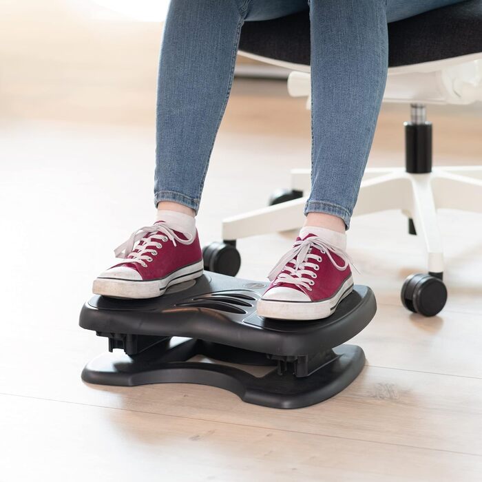 Підставка для ніг Unilux Nymphea, регульована, антиковзка, динамічна, для офісу та дому, чорна, 43 x 33,7 x 12,2 см