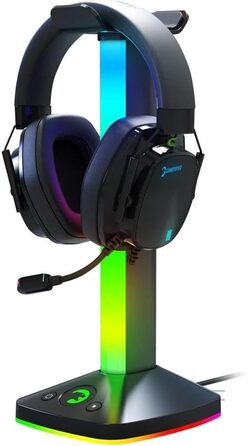 Тримач для гарнітури GAMEPOWER Eliterack RGB, концентратор USB 3.0, алюміній, кабель 1,5 м, чорний