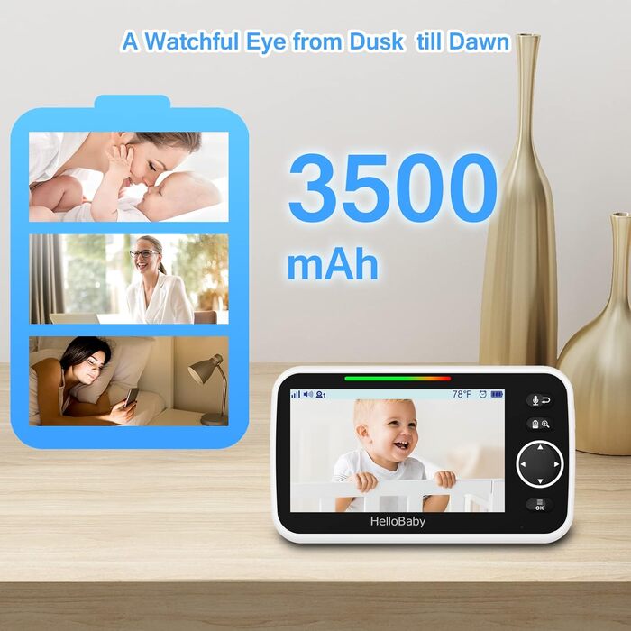 Відеоняня HelloBaby HB6250 з камерою та аудіо, 5