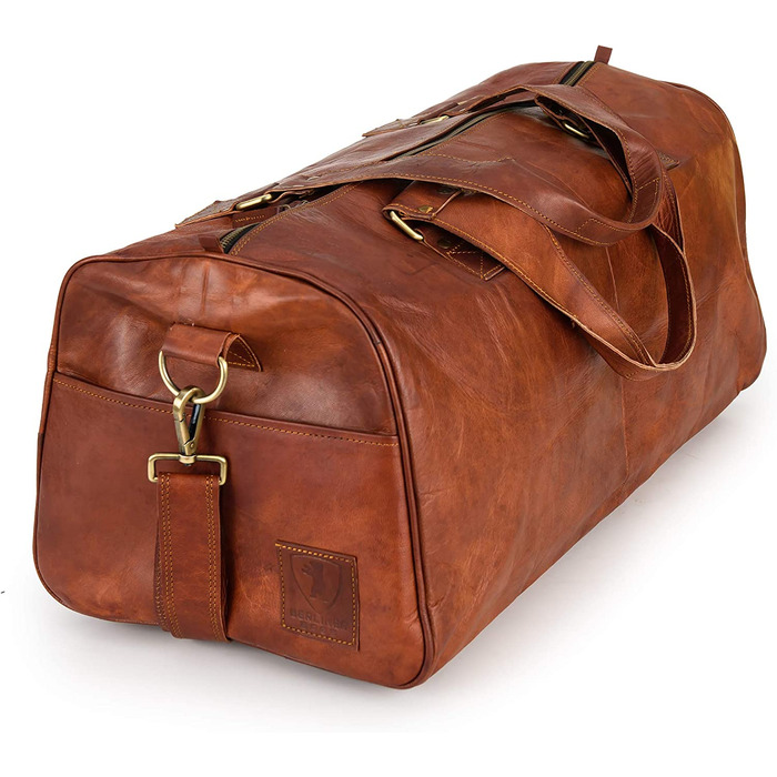 Берлінські сумки Weekender Oslo шкіряна Дорожня сумка жіноча чоловіча коричнева велика 45L (коричневий-коньяк)