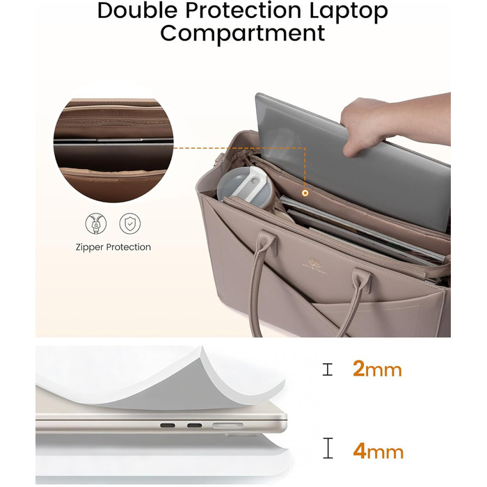 LOVEVOOK Сумка для ноутбука 15.6 дюймів, жіноча, велика, з натуральної шкіри, на плечі, для роботи, навчання, офісу, універсальна, сумка-шоппер, тоут, для жінок