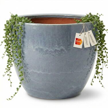 Керамічний горщик Teramico Premium – ручної роботи, морозостійкий, для квітів, 21x18 см, сірий (Октябрь)