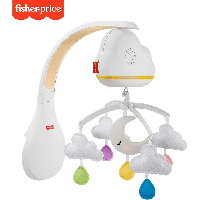 Нічник Fisher-Price CDN41-3-в-1 із заспокійливою музикою і білим шумом із зоряними вогнями для дітей від 0 місяців і старше (мобільний телефон з хмарами ігрова подушка)