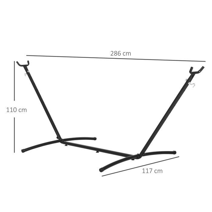 Стійка для гамака Outsunny для гамака Металева підставка з гачком 280 x 120 x 110 см до 120 кг для саду та пляжу