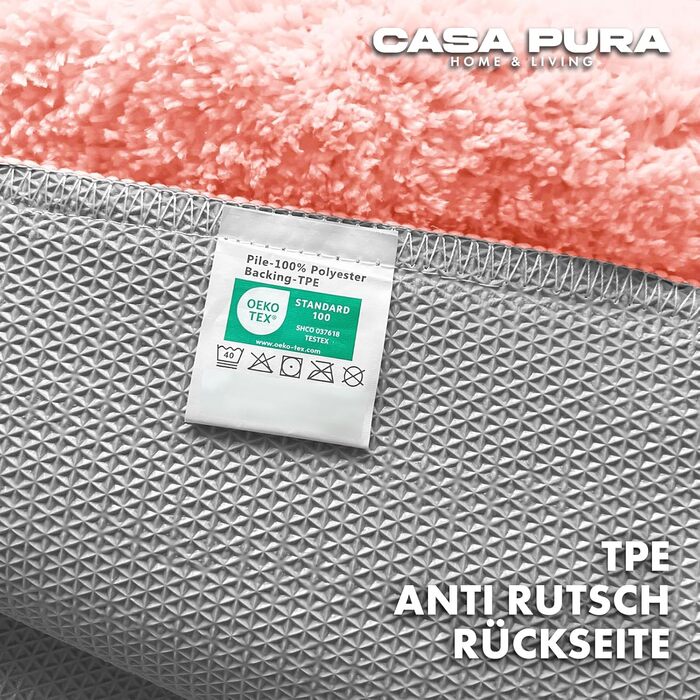 М'який килимок для ванної кімнати Casa Pura Rosa Sky, 80x150 см - Шерстистий, нековзний, для душу, рожевий