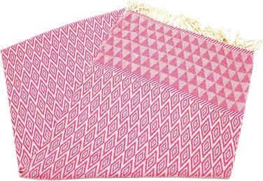 Пляжний рушник Анни АНІК Фута Хамам рушник для сауни XXL дуже великий розмір 100x200 см - (з алмазним візерунком) - 100 бавовна, рушник для купання, ковдра для пікніка, йога, пестемаль, Пляжний рушник (рожевий)