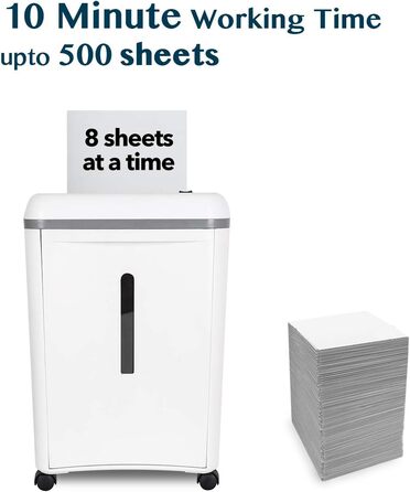 Шредер документів WOLVERINE P5, 8 листів, високої безпеки, для паперу та кредитних карток, тихий, 17л, білий SD9101