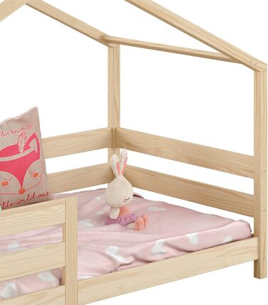 Ліжко для дому IDIMEX RENA з масиву сосни в красивому ліжку Монтессорі із захистом від падіння, стійке дитяче ліжечко 90 х 200 см (натуральне)