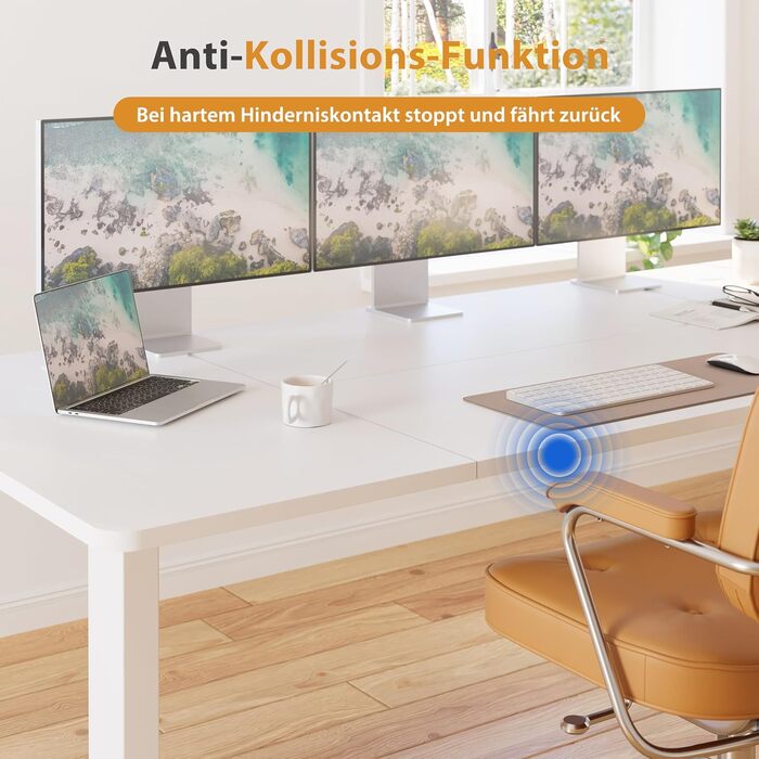 Регульований стіл для роботи з USB-C, електричний, з пам'яттю, стоячи/сидячи, комп'ютерний, для офісу, білий Pro, 200 x 80 см