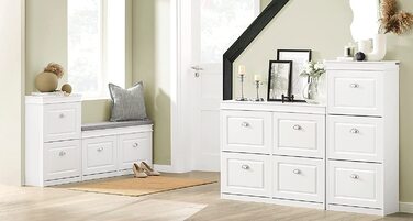Полка для взуття SoBuy з сидінням, білий, 104x52x24 см, FSR64-W