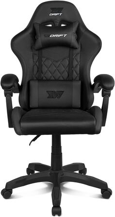 Ігровий крісло DRIFT GAMING DR35 - комфорт та підтримка для геймерів, чорно-сірий, з підголівником та поперековою підтримкою