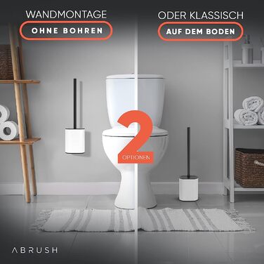Початкова ціна Силіконова щітка для унітазу Abrush / плоска силіконова щітка для унітазу преміум-класу-тримач для туалетної щітки з настінним кріпленням- (білий)