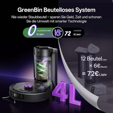 Робот-пилосос Vexilar W15 з функцією миття підлоги, бездротовий, 10000Pa, LiDAR-навігація, 180 хвилин роботи, керування через додаток та голосовий помічник